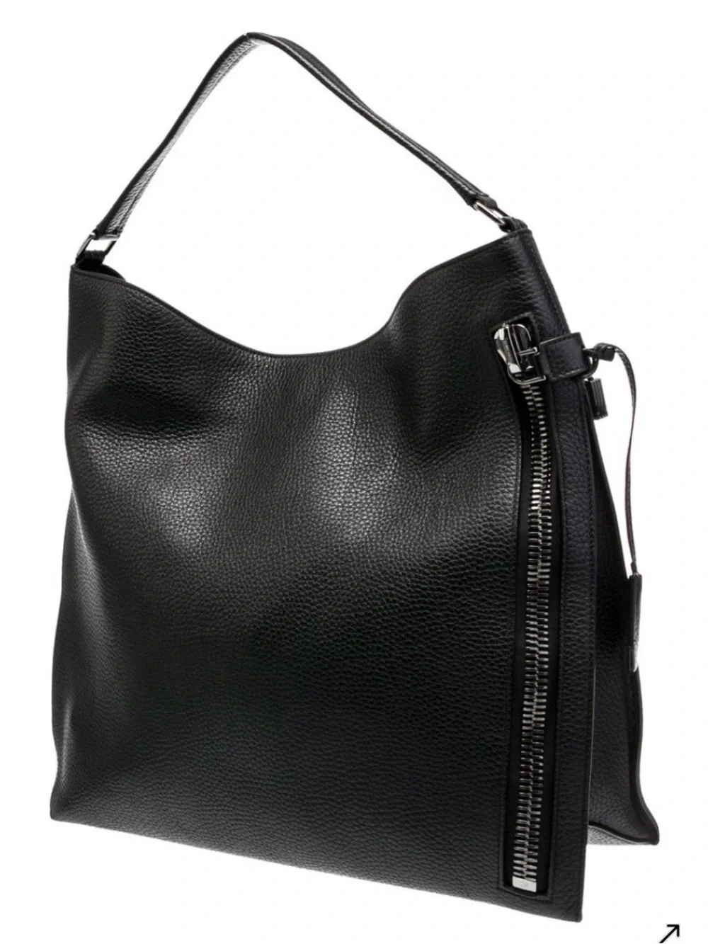 TOM FORD Alix Sleek Black Pebbled Leather Hobo Bag - Women's Shoulder Tote